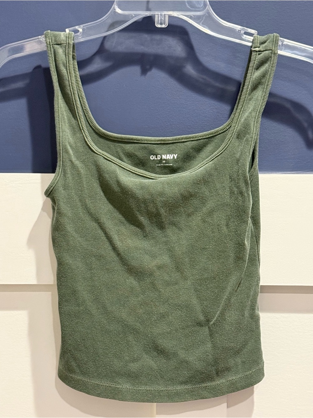 Old Navy Olive Green Ribbed Square-Neck Tank Size XS